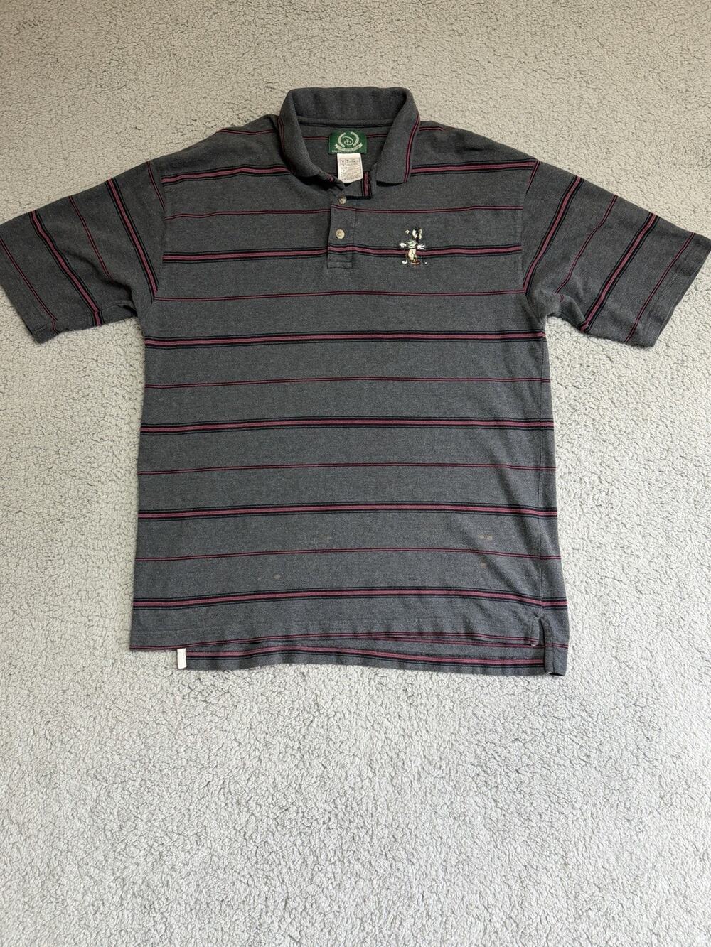Disney Golf Collection Shirt Mens L Goofy Character Gray/Red Logo Embroidery